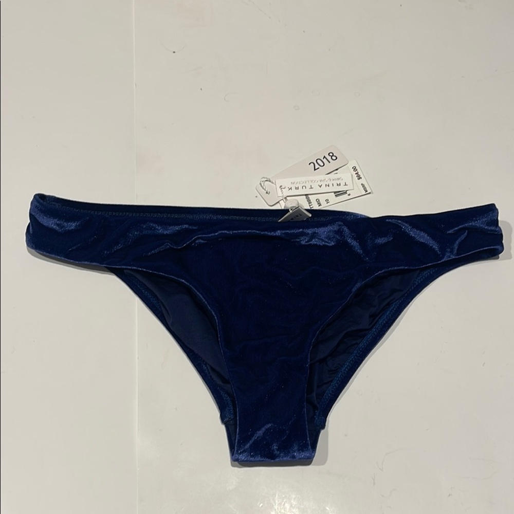 🎉Trina Turk NWT sz 10 Navy Blue crushed velvet Bikini Bottom swim $64